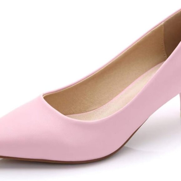 Shoes - Women's Leather Faux Leather Dress Pumps Size 7 Pointed Toe Low Heel Stylish